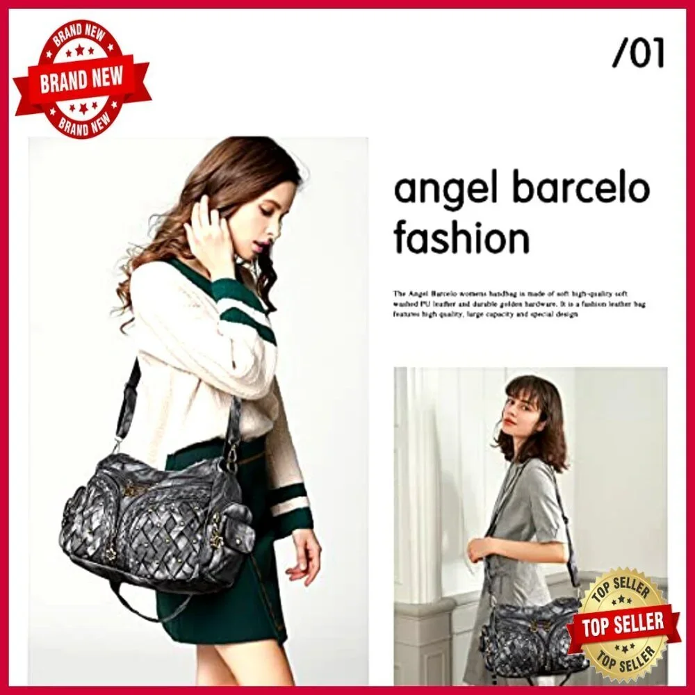 Large Soft Hobo Shoulder Bag Tote with Multiple Pockets Adjustable Strap